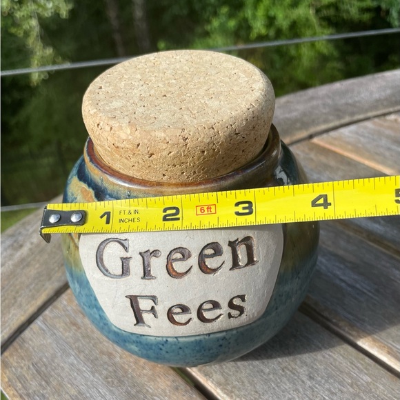 "GREEN FEES" Tumbleweed Pottery Handcrafted in North Carolina Cork Top Golf Bank - Picture 8 of 8